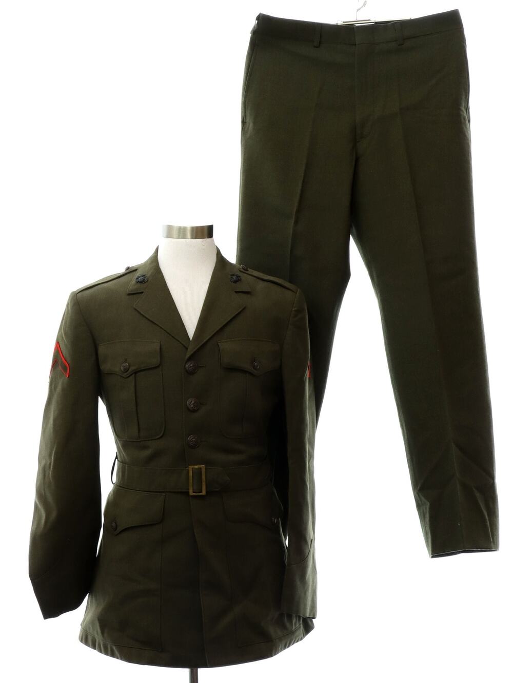 Vintage 80s USMC Olive Green Wool Service Alpha Uniform Suit Men’s 38